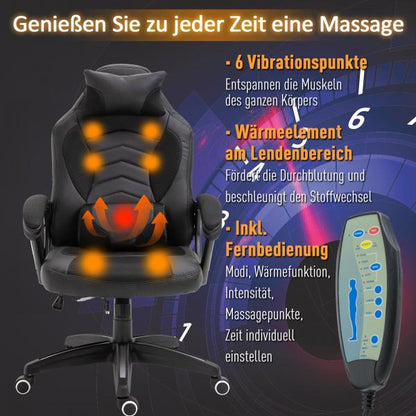 Bürostuhl Ergonomisch Massagesessel Gaming Stuhl Schwarz
