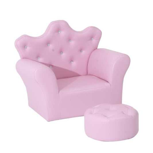 Kindersessel Kindersofa Mädchen Softsofa Kristallknöpfen Hocker Rosa