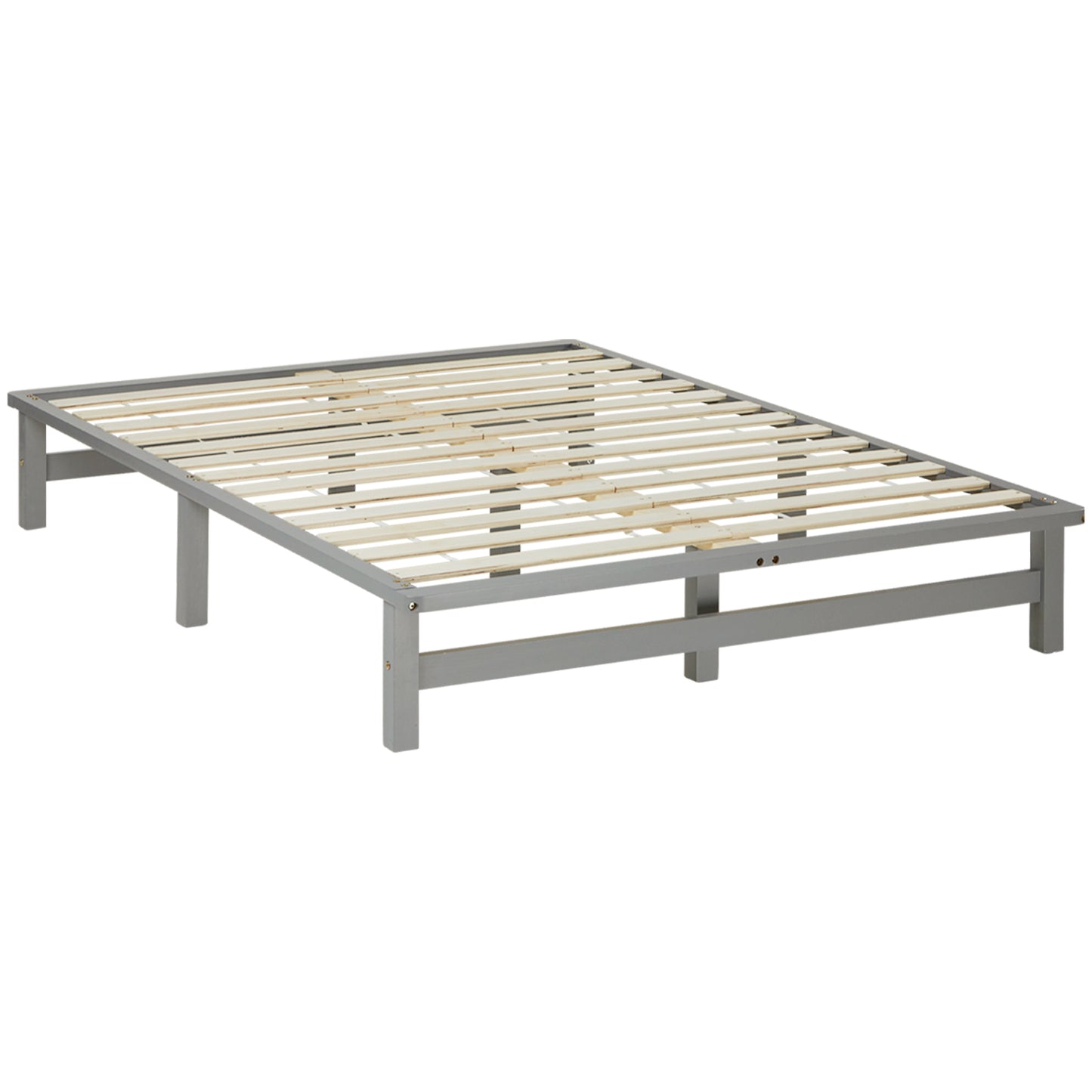 Palettenbett 140x200 cm Grau | Doppelbett mit Matratze | mit Lattenrost | Holz | Jugend Gast