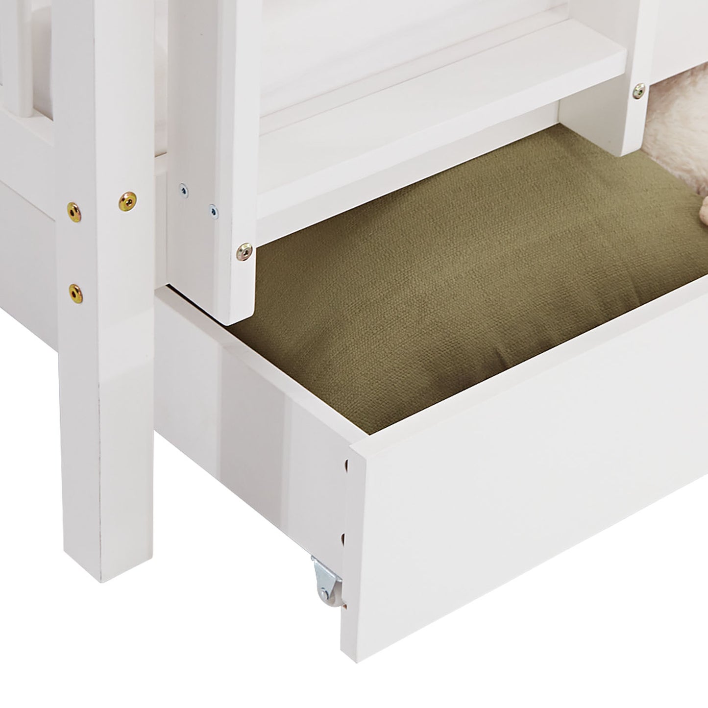 Etagenbett 90x200 cm Weiss | Kinderbett mit Bettkasten | Rausfallschutz | Umbaubar | Holz massiv