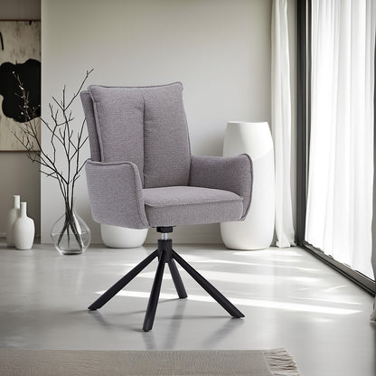 Polsterstuhl Stoff Grau | 4er-Set | drehbar | mit Armlehnen | Küche Esszimmer Büro