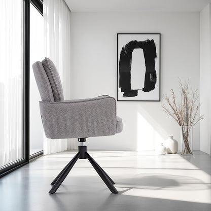 Polsterstuhl Stoff Grau | 4er-Set | drehbar | mit Armlehnen | Küche Esszimmer Büro