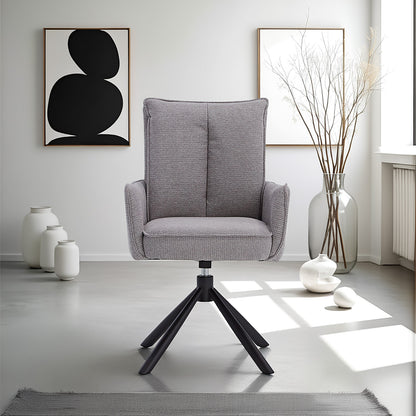 Polsterstuhl Stoff Grau | 4er-Set | drehbar | mit Armlehnen | Küche Esszimmer Büro