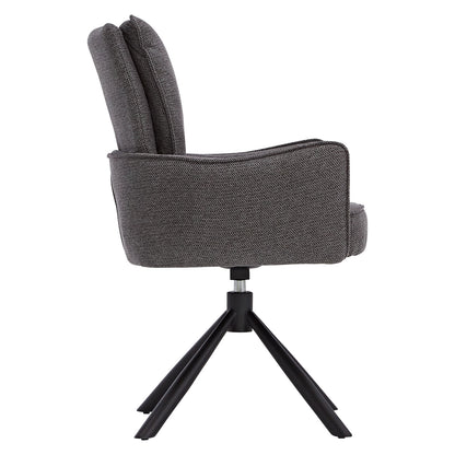 Polsterstuhl Stoff Anthrazit | 4er-Set | drehbar | mit Armlehnen | Küche Esszimmer Büro
