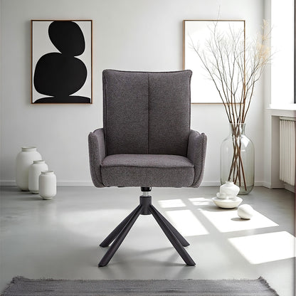 Polsterstuhl Stoff Anthrazit | 4er-Set | drehbar | mit Armlehnen | Küche Esszimmer Büro