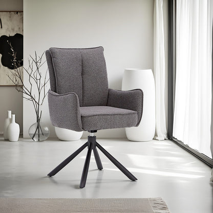 Polsterstuhl Stoff Anthrazit | 4er-Set | drehbar | mit Armlehnen | Küche Esszimmer Büro