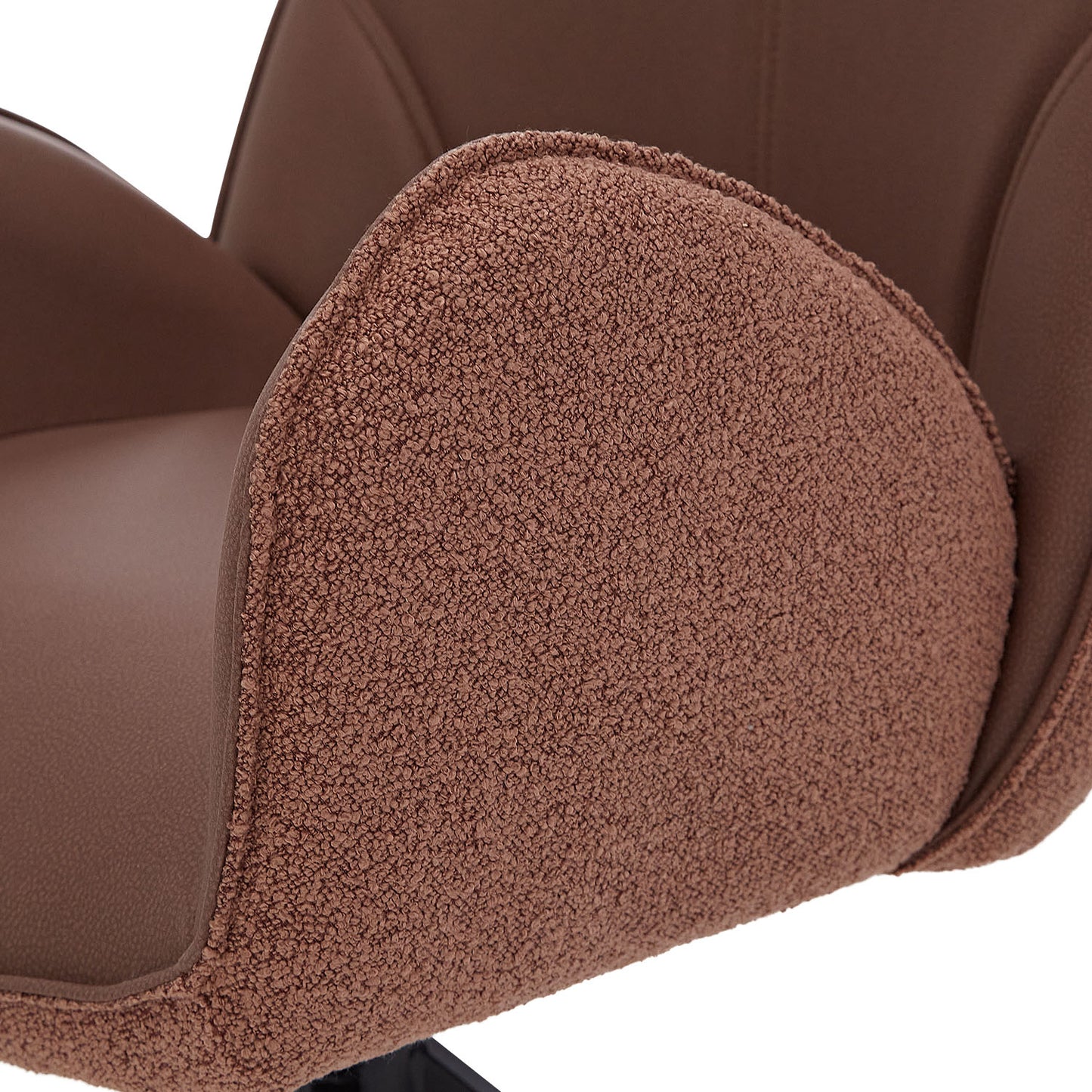 6er Set Polsterstuhl Bouclé Leder drehbar Braun