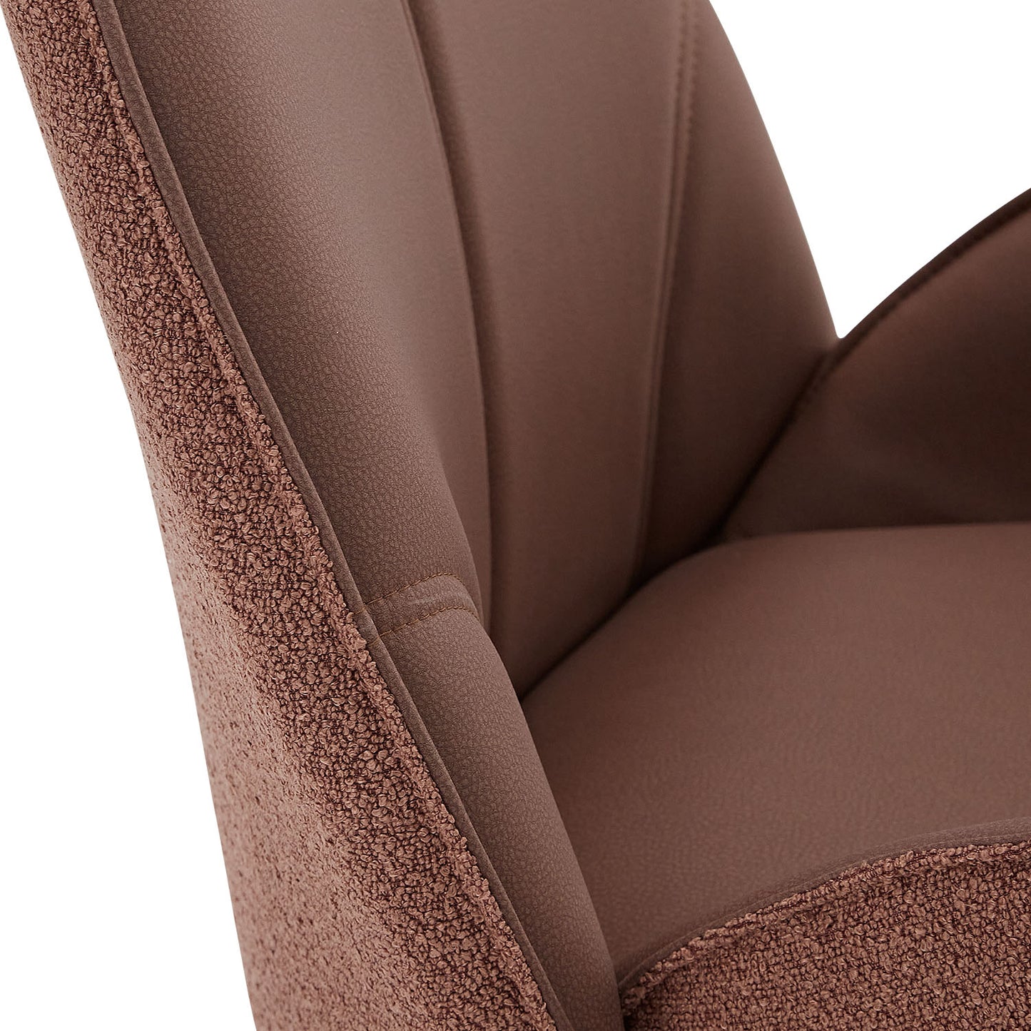 6er Set Polsterstuhl Bouclé Leder drehbar Braun