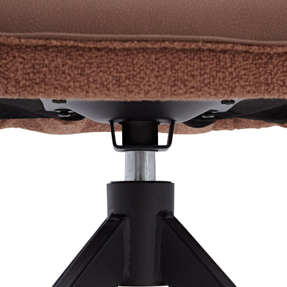 6er Set Polsterstuhl Bouclé Leder drehbar Braun