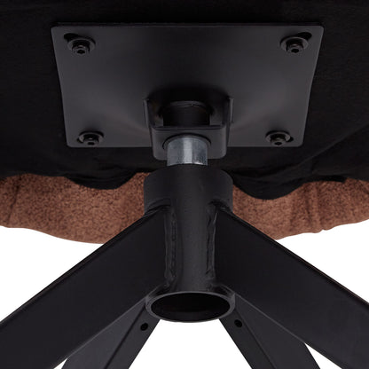 6er Set Polsterstuhl Bouclé Leder drehbar Braun