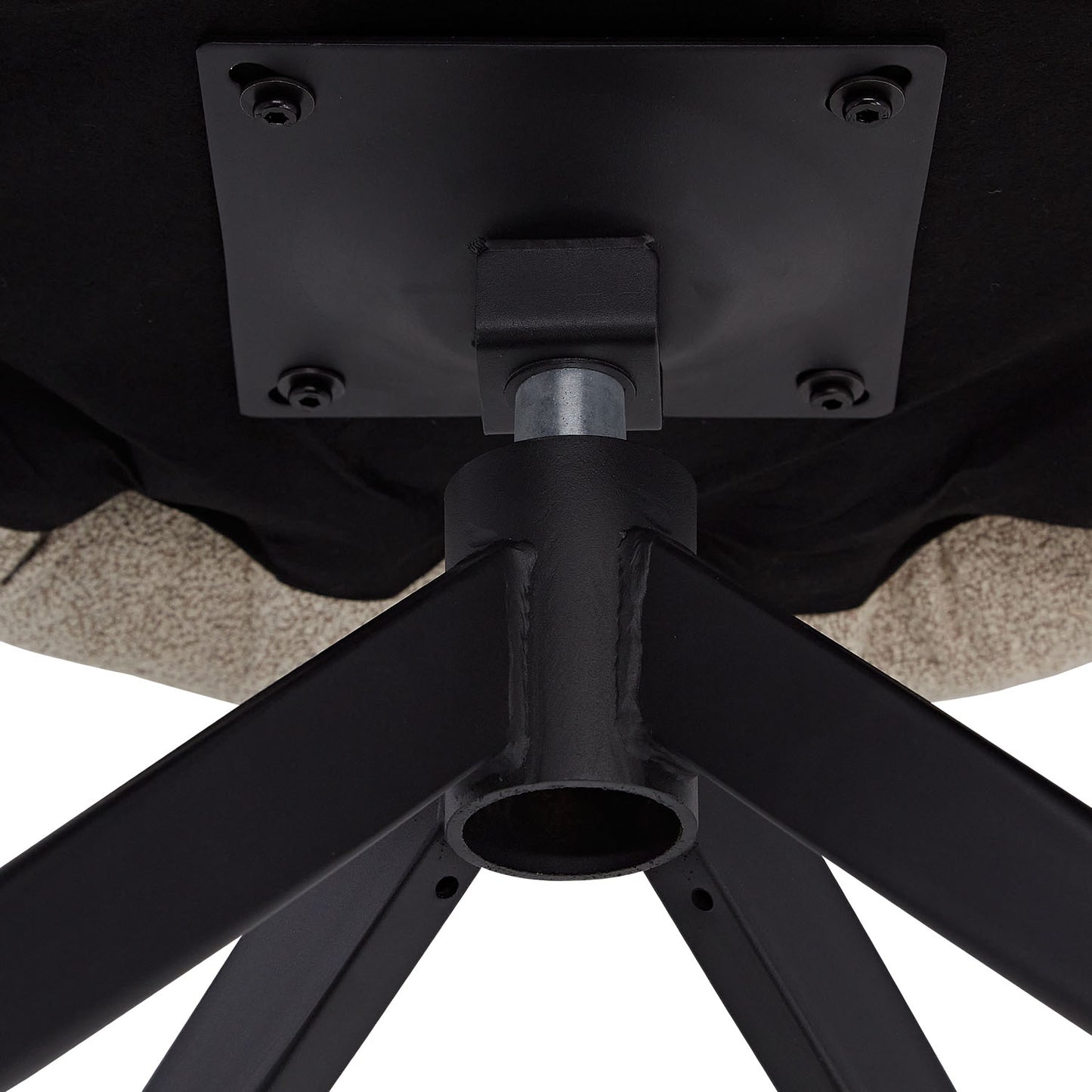 6er Set Polsterstuhl Bouclé Leder Drehbar Beige