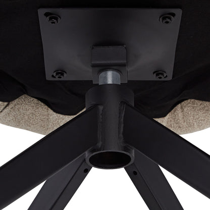 6er Set Polsterstuhl Bouclé Leder Drehbar Beige