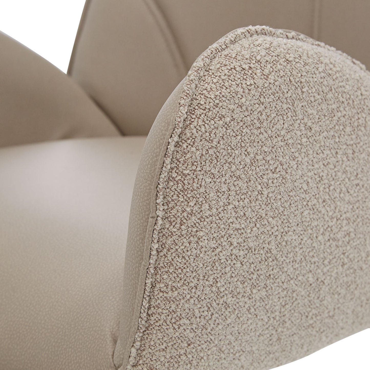 6er Set Polsterstuhl Bouclé Leder Drehbar Beige