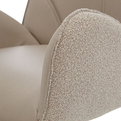 6er Set Polsterstuhl Bouclé Leder Drehbar Beige