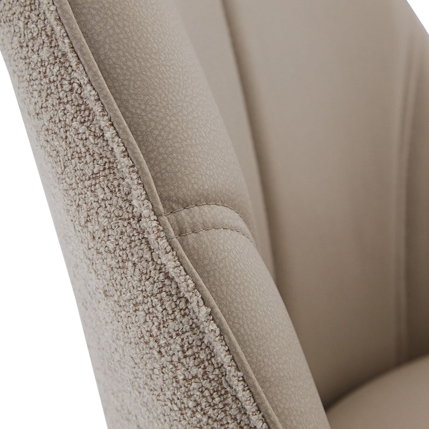 6er Set Polsterstuhl Bouclé Leder Drehbar Beige