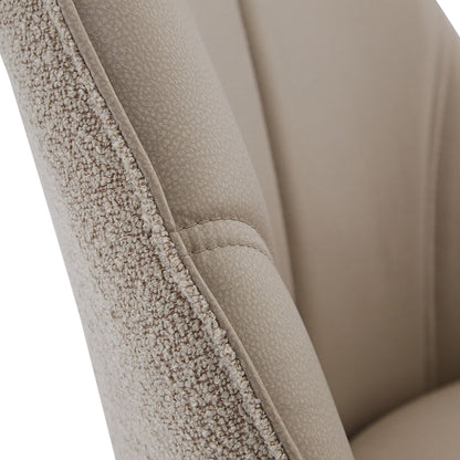 6er Set Polsterstuhl Bouclé Leder Drehbar Beige