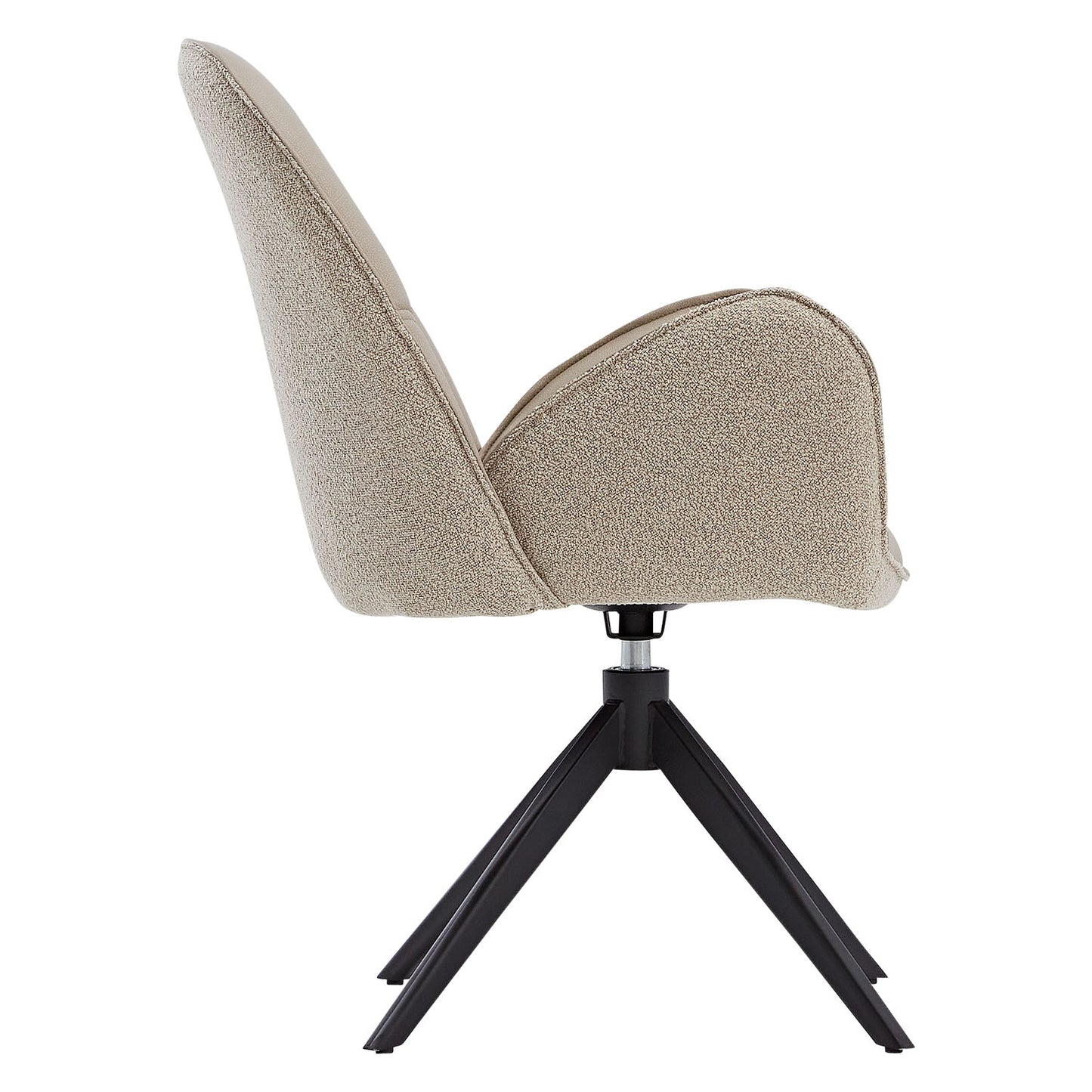 6er Set Polsterstuhl Bouclé Leder Drehbar Beige