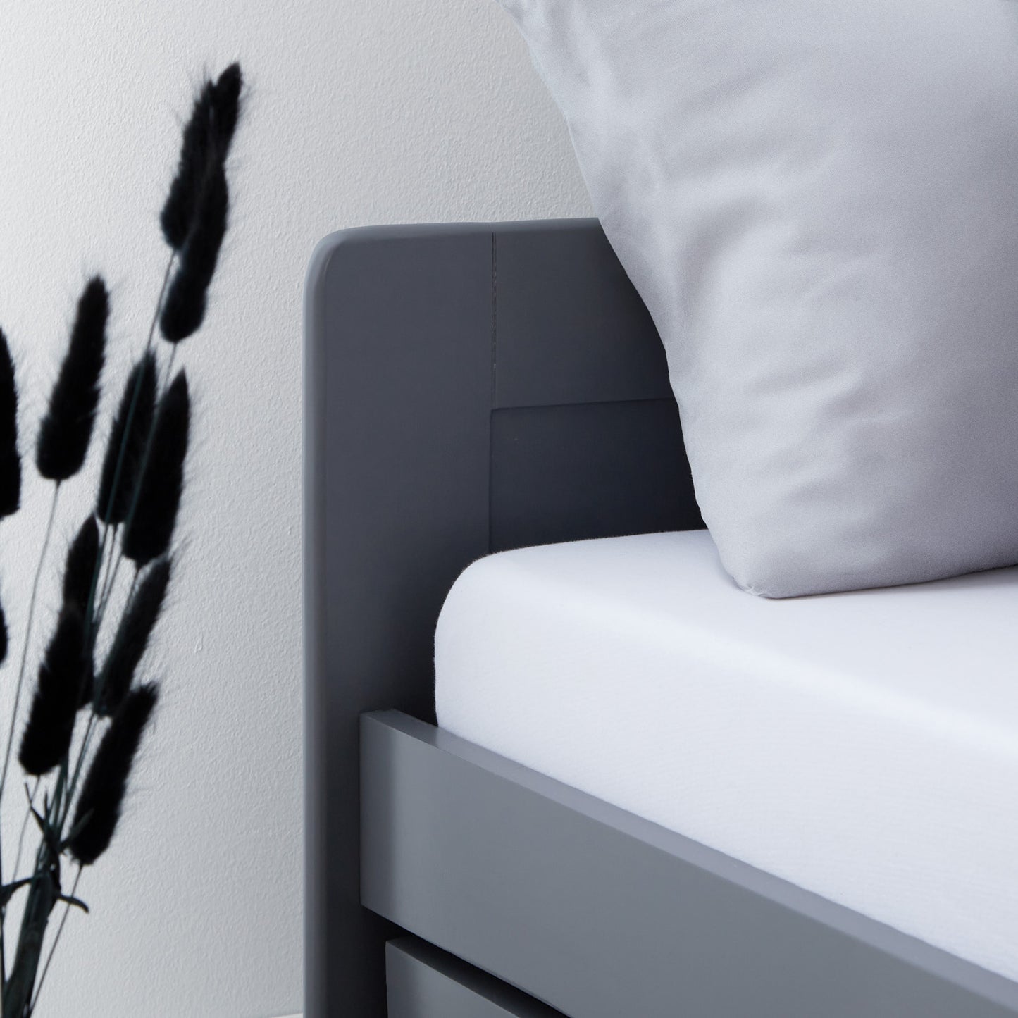 Holzbett 90x200 cm Grau | ausziehbar | Koje | mit Matratze | Kind Jugend Gast