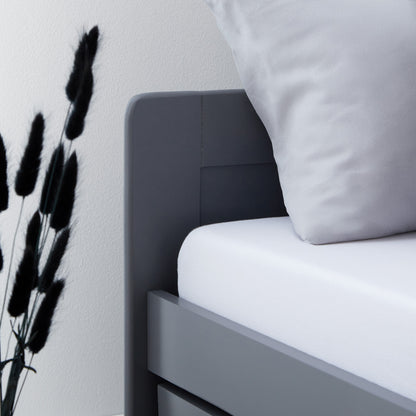 Holzbett 90x200 cm Grau | ausziehbar | Koje | mit Matratze | Kind Jugend Gast