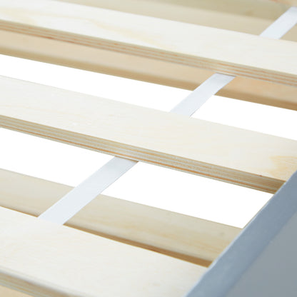 Holzbett 90x200 cm Grau | ausziehbar | Koje | mit Matratze | Kind Jugend Gast