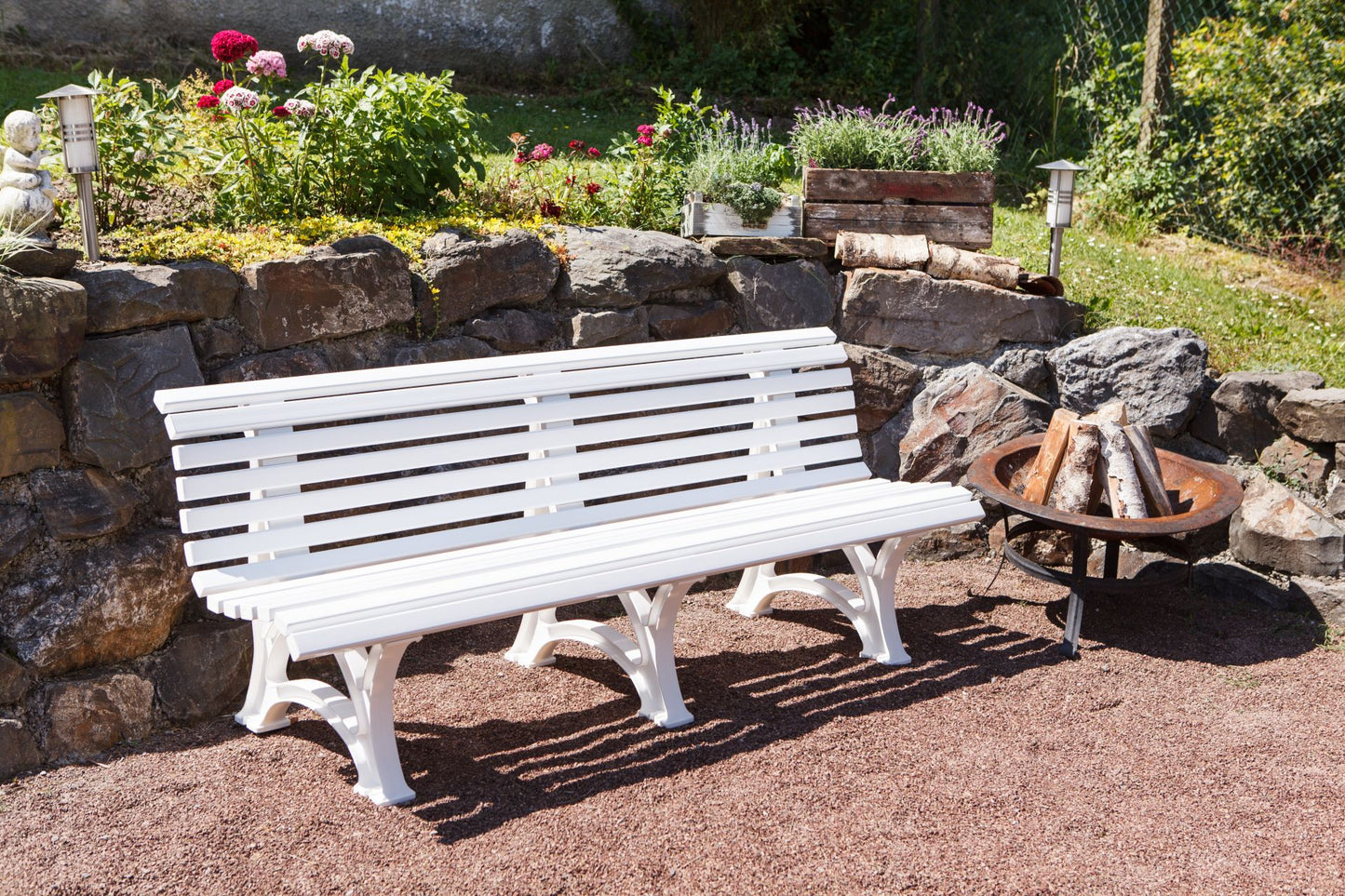 Panca BORKUM 4 posti, plastica bianca