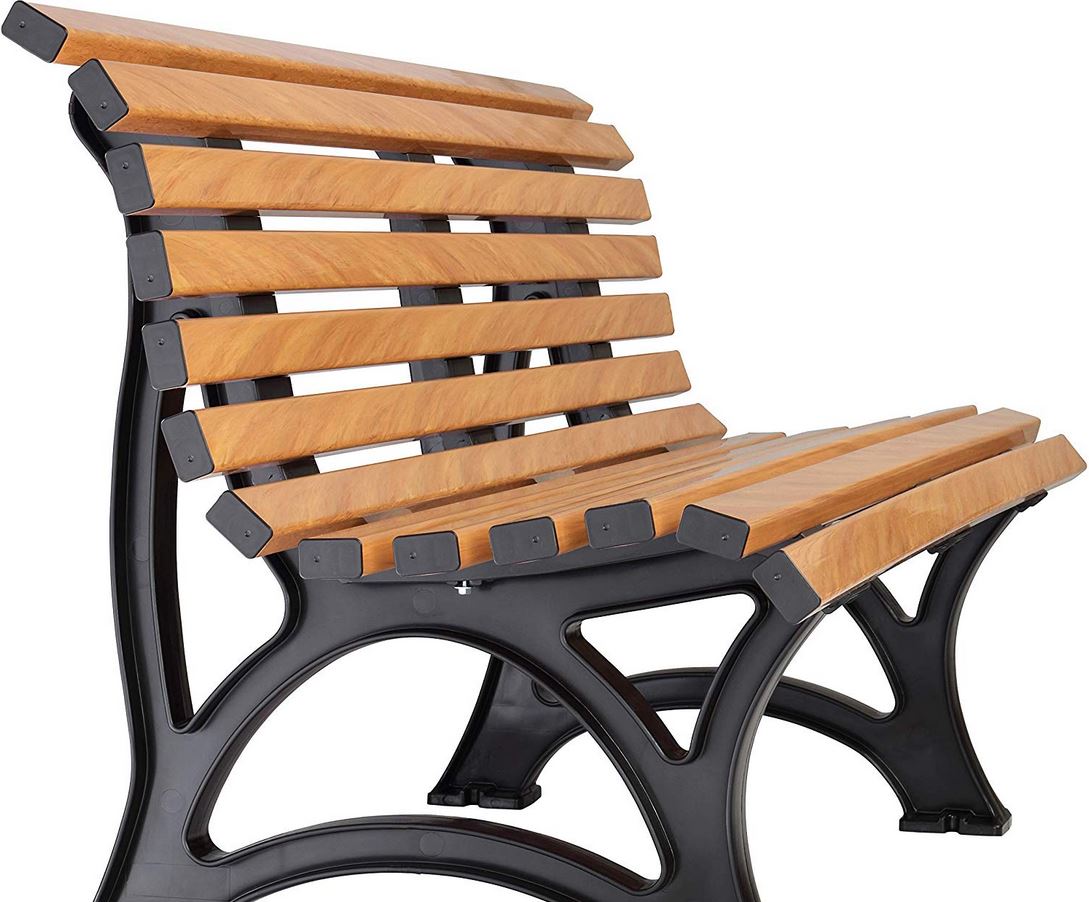 Panca HELGOLAND 3 posti, plastica effetto legno, struttura marrone