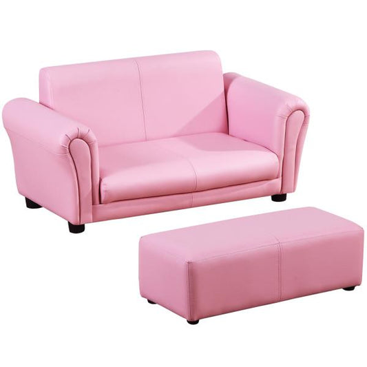 Kindersofa mit Hocker rosa Sessel Kinder Softsofa