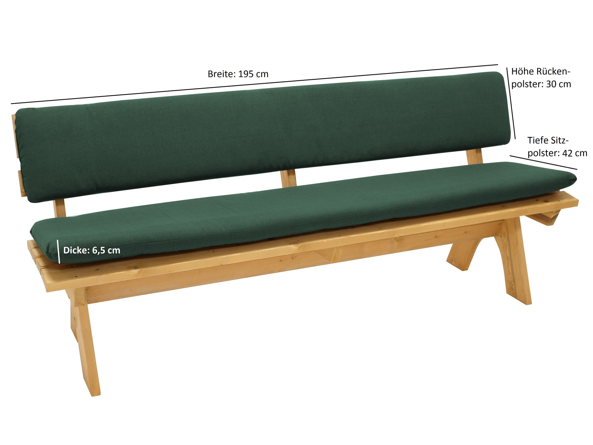 Auflagenset DALLAS für Bank 4-sitzer 195cm, dunkelgrün, 2-teilig - Palo24