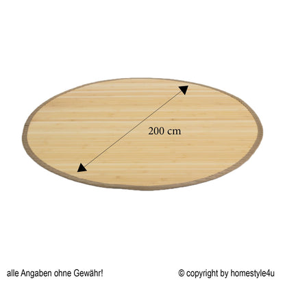 Stuoia di bambù tappeto di bambù 200 cm rotondo naturale 