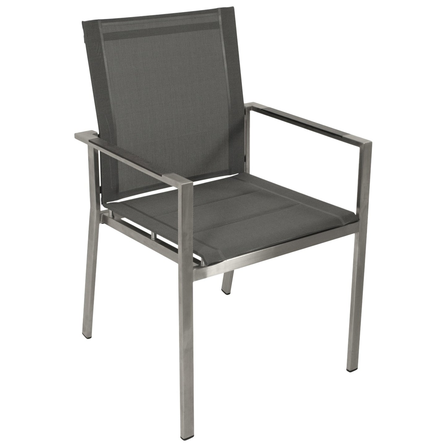Stapelsessel SYDNEY, Edelstahl gebürstet + Kunstgewebe grau, 4 Stück - Palo24