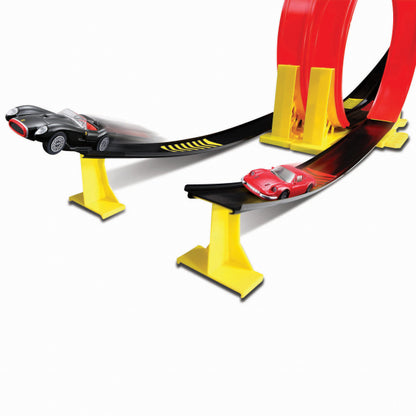 Bburago 18-31216 - Ferrari Race &amp; Play: Dual Loop incl. 2 veicoli e scatola per il trasporto, 1:43 - Modello di auto