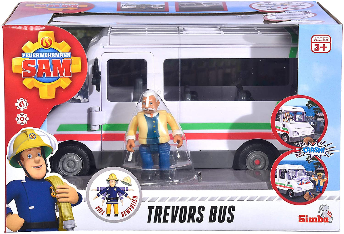 Simba 109251073 - Sam il pompiere: l'autobus di Trevor con la figura