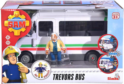 Simba 109251073 - Sam il pompiere: l'autobus di Trevor con la figura