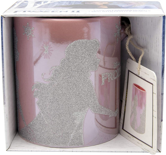 Disney Frozen 2 / Die Eiskönigin 2 - Anna und Elsa glänzende Tasse mit Glitzermotiven - 320 ml