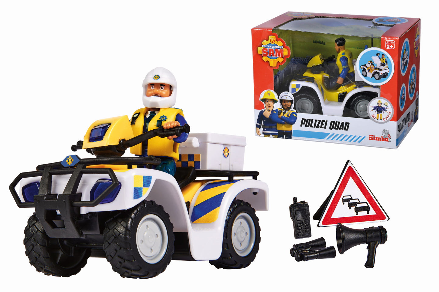 Simba 109251093 - Feuerwehrmann Sam Polizei Quad mit Figur