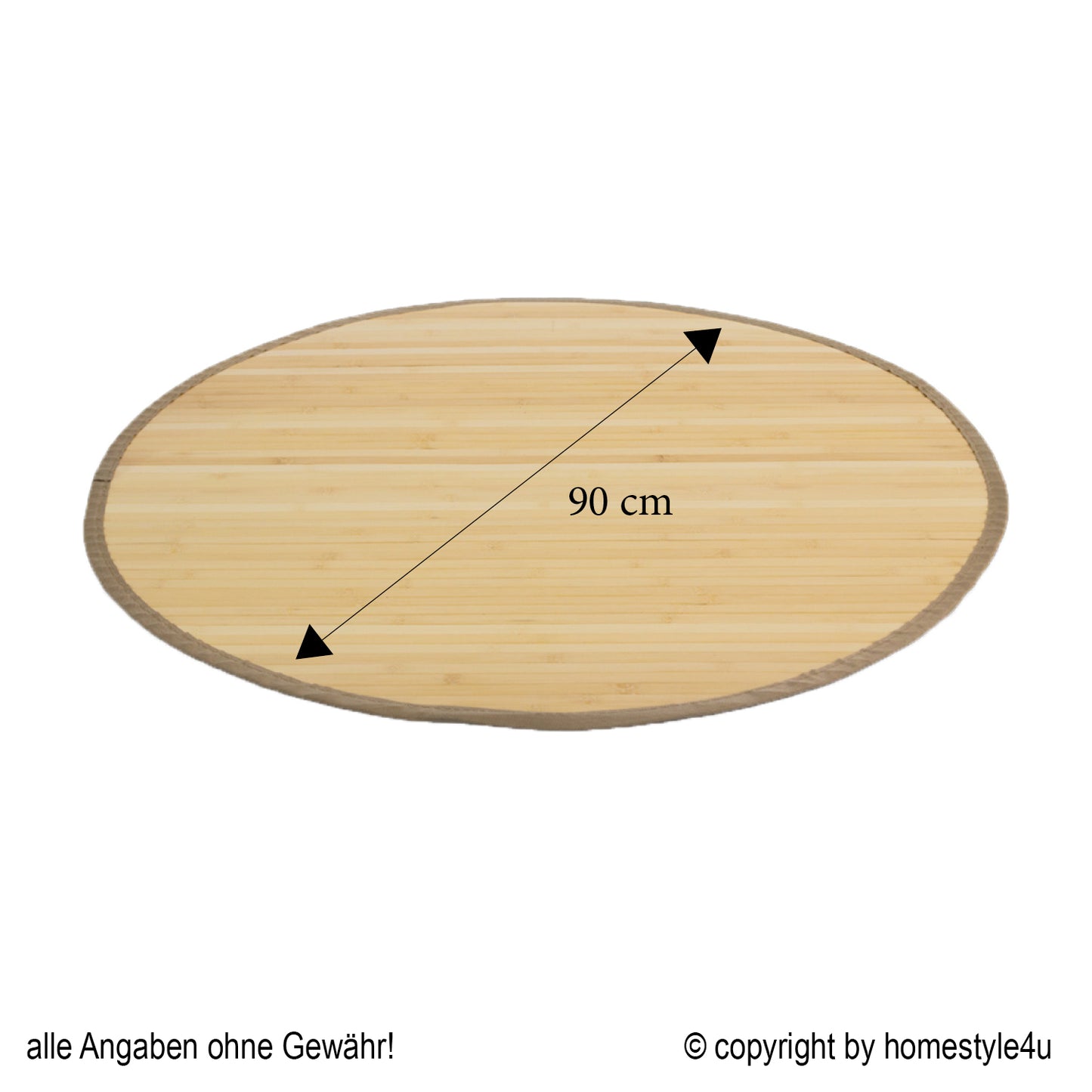 Bambusmatte Bambusteppich 90 cm rund natur Bambus Teppich