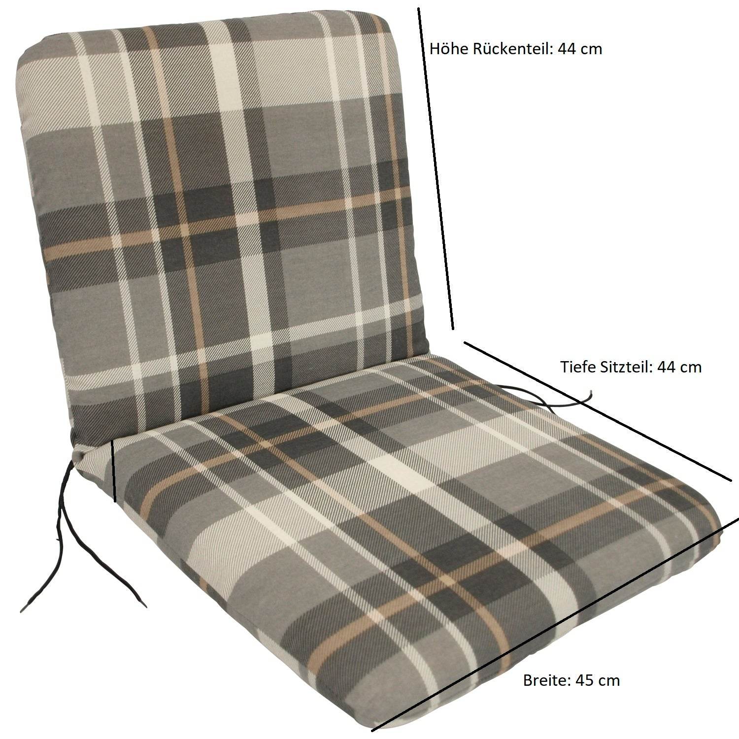 Auflage SEATTLE für Sessel grau/beige kariert - Palo24