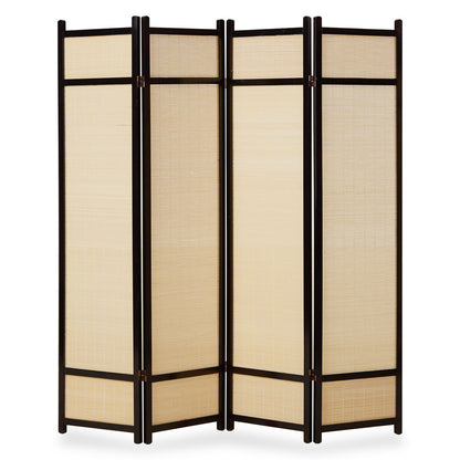 Paravent Braun Bambus Natur| 4 teilig | Holz | Raumteiler Trennwand Sichtschutz
