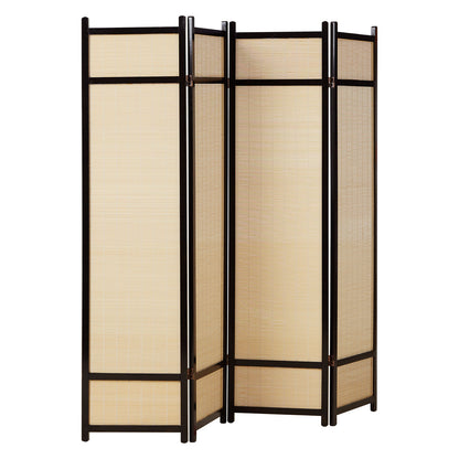 Paravent Braun Bambus Natur| 4 teilig | Holz | Raumteiler Trennwand Sichtschutz