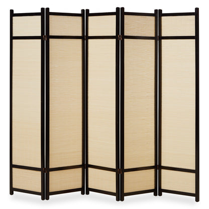 Paravent Braun Bambus Natur| 5 teilig | Holz | Raumteiler Trennwand Sichtschutz