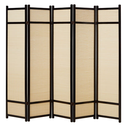 Paravent Braun Bambus Natur| 5 teilig | Holz | Raumteiler Trennwand Sichtschutz