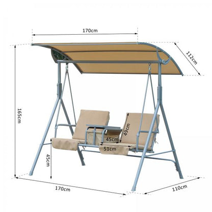 Hollywoodschaukel Gartenschaukel mit Sonnendach 2-Sitzer Beige