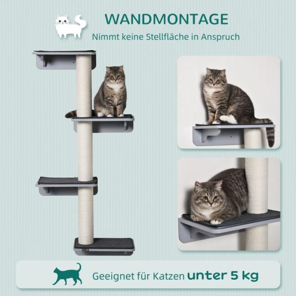 Wandkratzbaum Katzen-Kletterwand Kratzbaum Holz Hellgrau+Beige