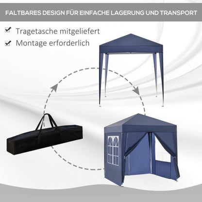 Faltpavillon Festzelt 2 grosse Fenster blau, 2x2x2,4 m