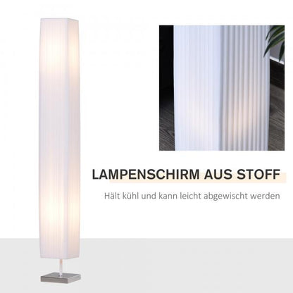 Stehlampe Wohnzimmer E27 Edelstahl 120cm Weiss