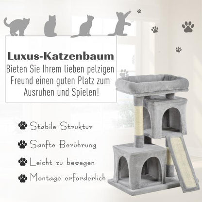 Kratzbaum Katzenkratzbaum mit Sisalsäulen Katzenbaum Hellgrau