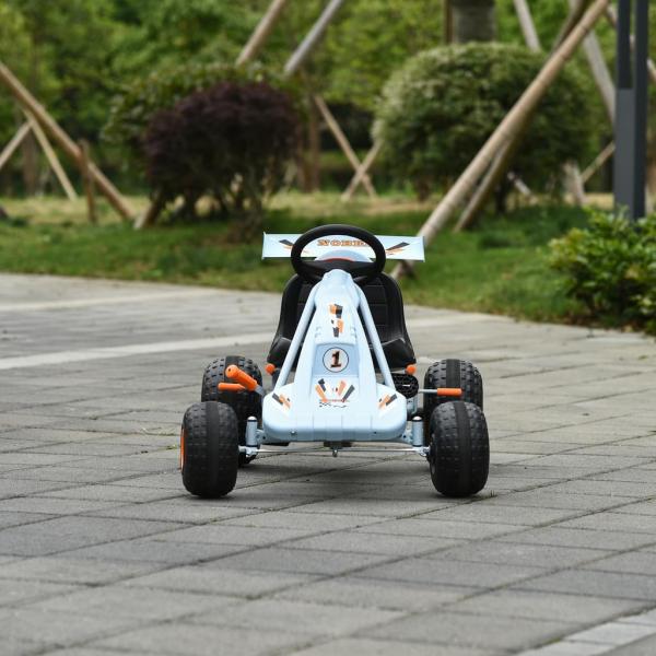 Go Kart Mit Pedal Kinderfahrzeug Tretauto mit Pedal für 3-8 Jahre Stahl Hellblau