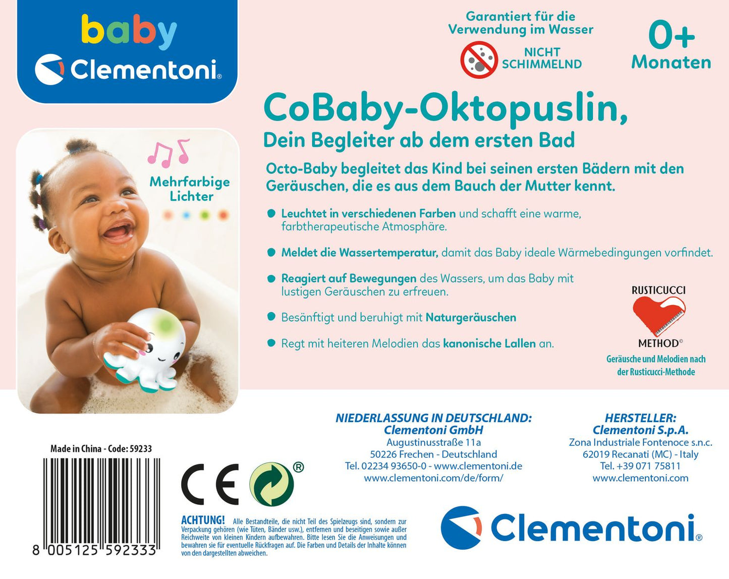 Baby Clementoni 59233 - Baby-Octopus, Badespielzeug