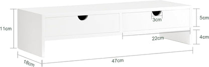 Monitorerhöhung | Monitorständer mit Schubladen | Weiss BBF02-W