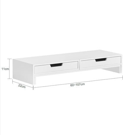 Design Monitorerhöhung für 2 Monitore | Monitorständer mit 2 Schubladen | Bambus | BBF04-W